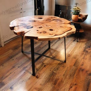 Handmade Wood and Black Epoxy Resin Coffee Table: Live Edge Sofa Table