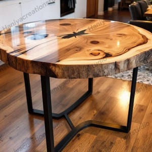 Handmade Epoxy Resin Coffee Table: Natural Wood Live Edge Sofa Table