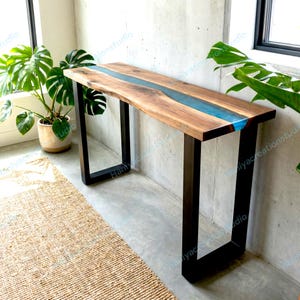 Solid Wood Live Edge Console Table | Narrow Entryway & Hallway Table
