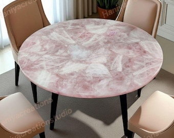 Handmade Rose Quartz Round Table Top: Luxury Crystal Coffee Table