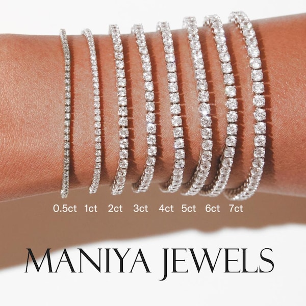 Bracciale tennis con diamanti creati in laboratorio, bracciale in oro massiccio 14 carati con diamanti rotondi, bracciale tennis di lunghezza personalizzabile, regalo di anniversario di matrimonio per lei