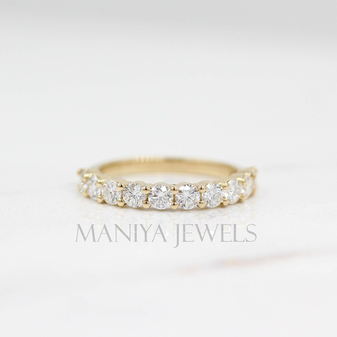 Lab Grown Diamond Eternity Ring | 14K Gold Shared Prong Wedding Band - Etsy