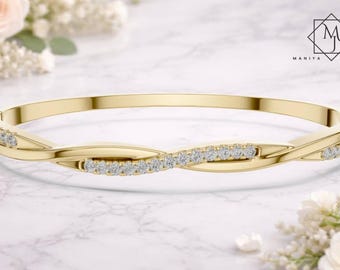 Brazalete trenzado de diamantes cultivados en laboratorio, oro rosa