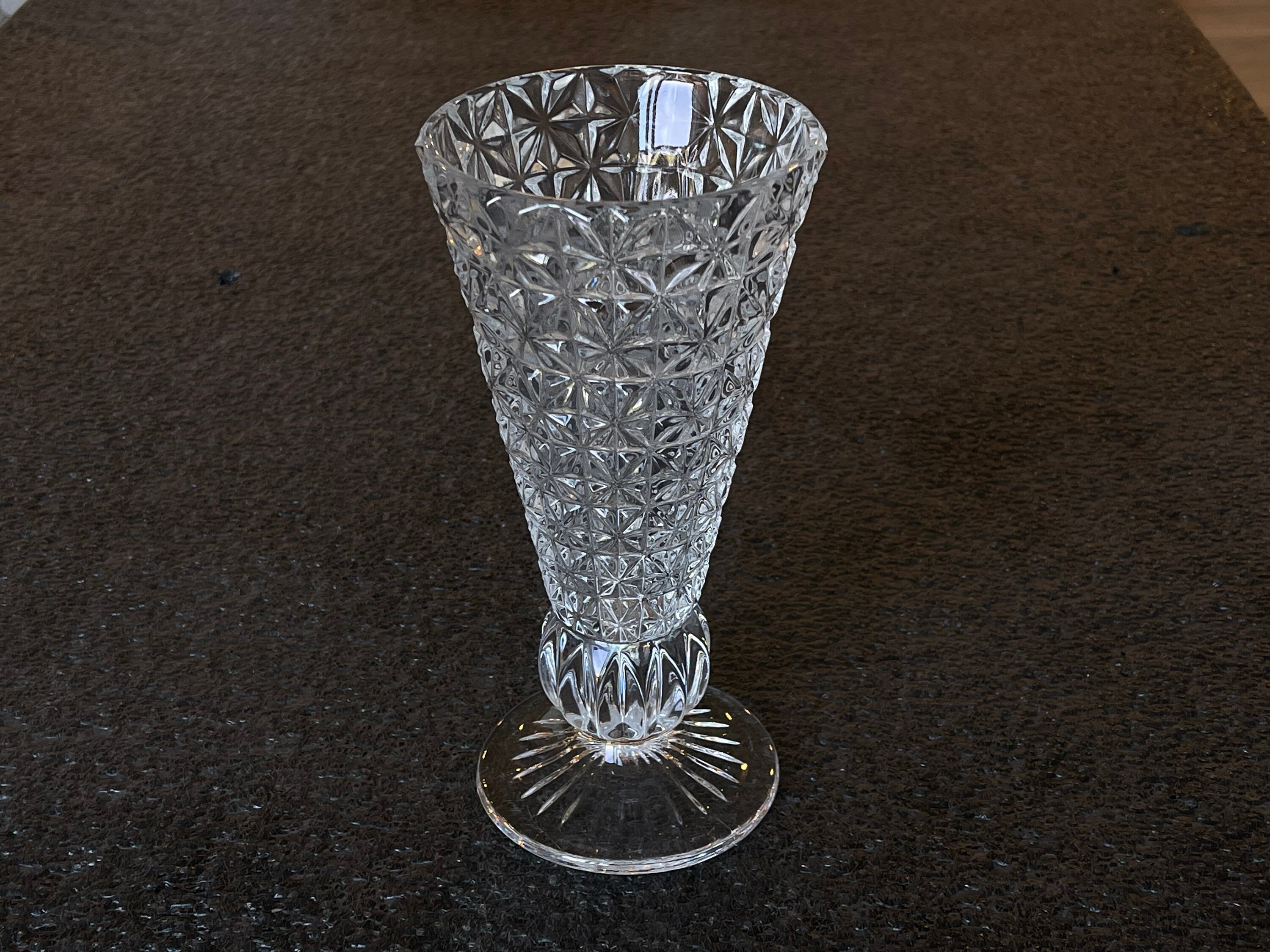 Princess House Vase 24 Lead Crystal Star Diamond Cut Glass Etsy