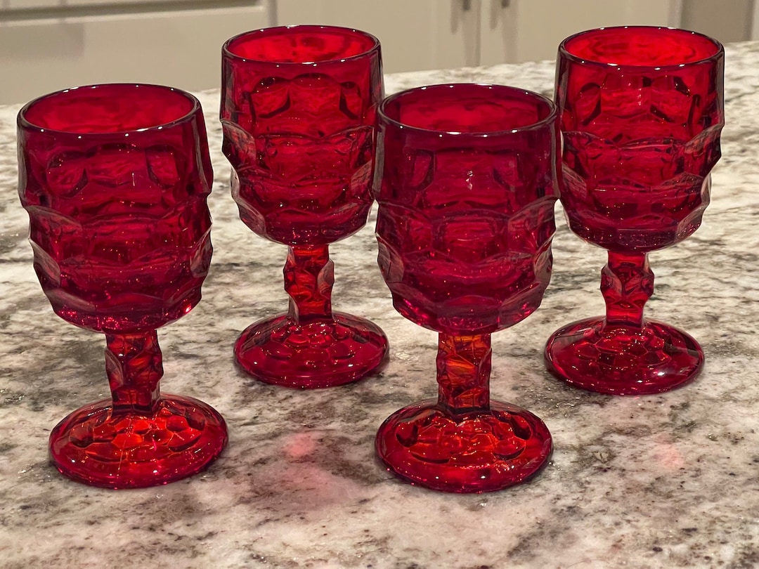 Ruby Red Wine Glasses Etsy