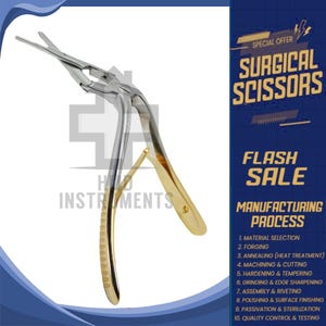 Surgical Becker Septum Scissors – 19cm with Angled Shanks and Serrated Blade | Precision ENT Tool