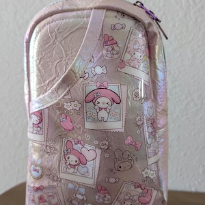 Bolso bandolera Melody Bunny: hecho a mano, mochila pequeña, conejito rosa, bolso de fresa, monedero, monedero pequeño, bolso bandolera