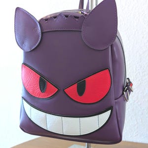 Mini mochila Purple Ghost Guy: hecha a mano, mochila pequeña, monstruo, mini mochila, bolso, bolso pequeño, bolso mochila, años 90, nostalgia