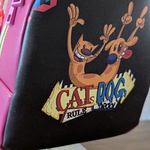 Mini mochila de dibujos animados de gatos y perros: hecha a mano, mochila pequeña, conejito rosa, mini mochila, bolso, bolso pequeño, bolso mochila, años 90, nostalgia