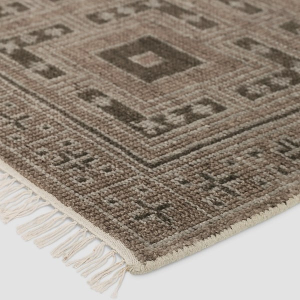 Dywan wełniany tkany ręcznie: Dywan w geometryczny wzór w kolorze taupe brown
