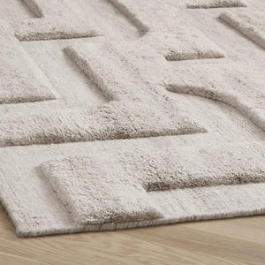 Cream Rug Key Design Hand-knotted Wool Area Rug: Cream Geometric Block Design - Etsy