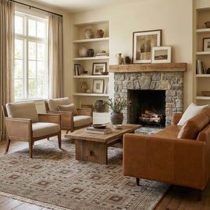 Hand-Knotted Wool Rug: Taupe Brown Geometric Area Carpet image 6