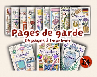 Pages de garde collège faites à la main (pas d’IA) 14 matieres