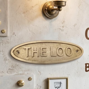 THE LOO Solid Brass Plaque Name, toilet Wall Signs, New Home Gift,Date Plaque.brass sign.door sign.house number,plaque.home decor,sign brass