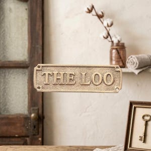Brass sign THE LOO Solid Brass Plaque Name, Plate Wall Signs, New Home Gift, Date Plaque.brass sign.door sign.house number,plaque,