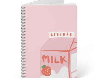 Strawberry Milk A5 Notebook, Cute Stationery Journal