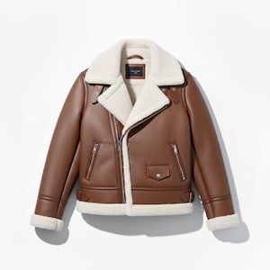 Men’s Brown Shearling Leather Bomber Jacket | Real Sheepskin Aviator Flight Coat | B3 Pilot Winter Jacket | Vintage Warm Faux Fur Lined coat