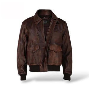 Herren A-2 Bomberjacke aus braunem Leder – Vintage-Fliegerjacke aus dem Zweiten Weltkrieg – Fliegerjacke im Used-Look – Warme Winteroberbekleidung