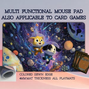 Animal Astronauts Desk Mat，Magic the Gathering Playmat，Gaming Mouse Pad，Mousepad (24" X 14")