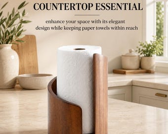 Wooden Paper Towel Stand, Countertop Paper Towel Dispenser, Kitchen Roll Holder, Farmhouse Kitchen Decor/Wood Holder/5 Colors /2 Sizes