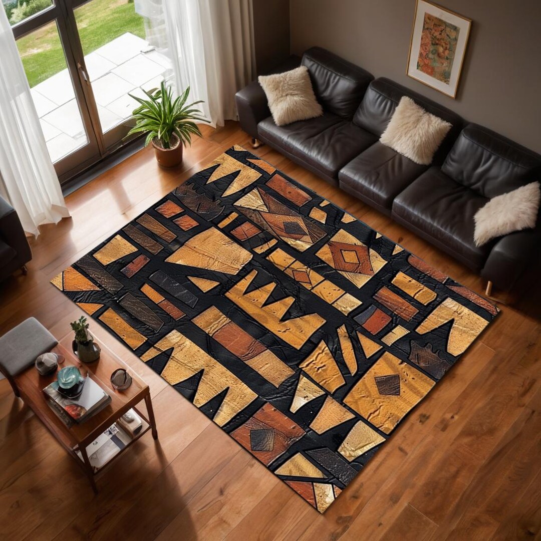 Afrocentric Area Rug | Savannah African Runner, Washable - Etsy