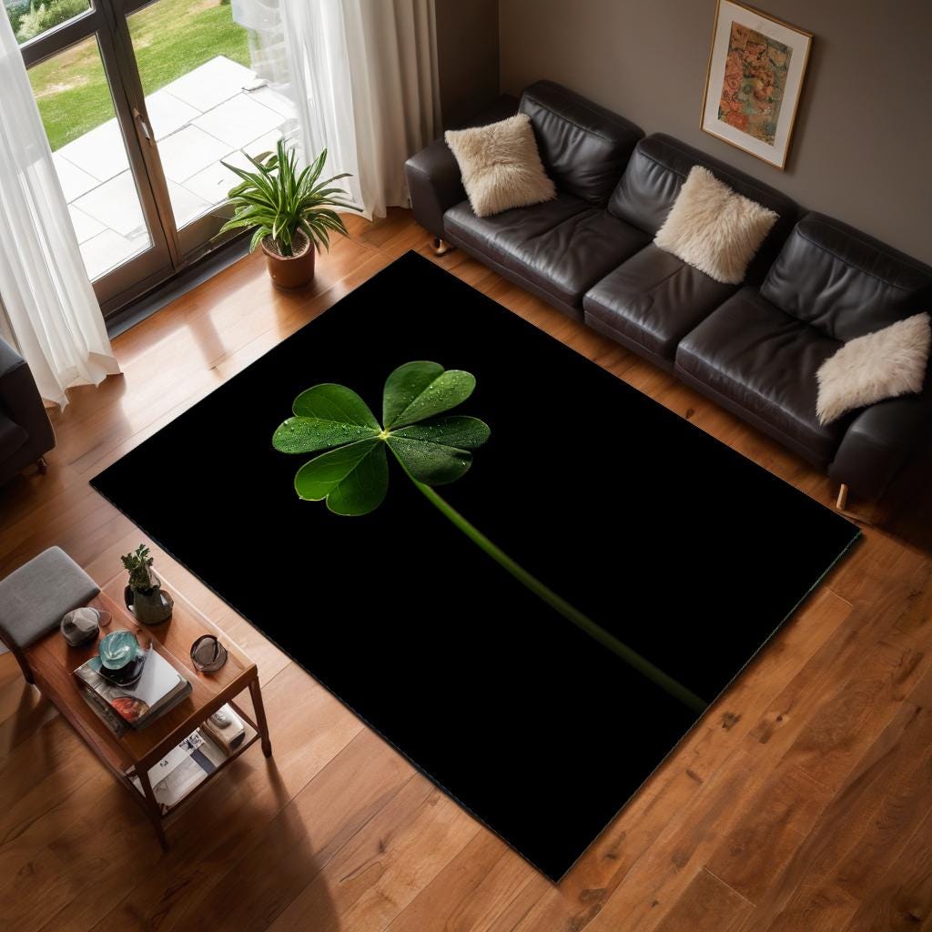ラグ・カーペット 4 LEAF CLOVER RUG Four Leaf Clover Area Rug: Modern Botanical Indoor/outdoor Decor