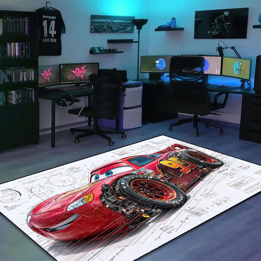 Disney Cars Rug – Lightning Mcqueen Race Track Playroom Carpet - Etsy