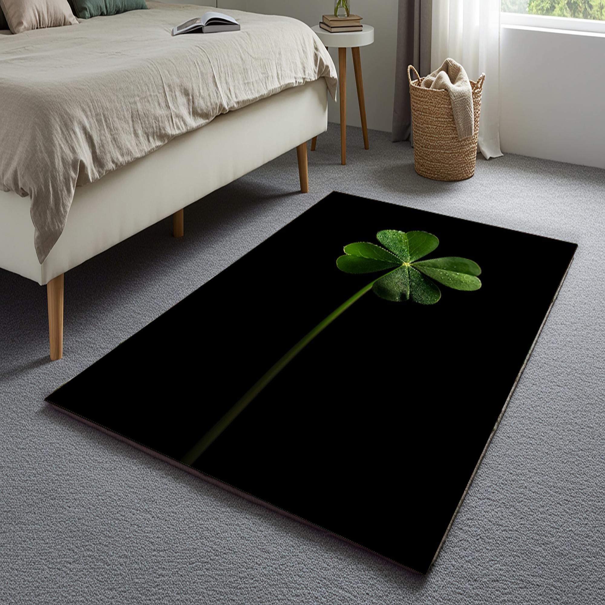 Four Leaf Clover Area Rug: Modern Botanical Indoor/outdoor Decor