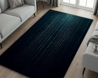 Dark Matrix Code Rug Cyberpunk Futuristic Living Room Carpet