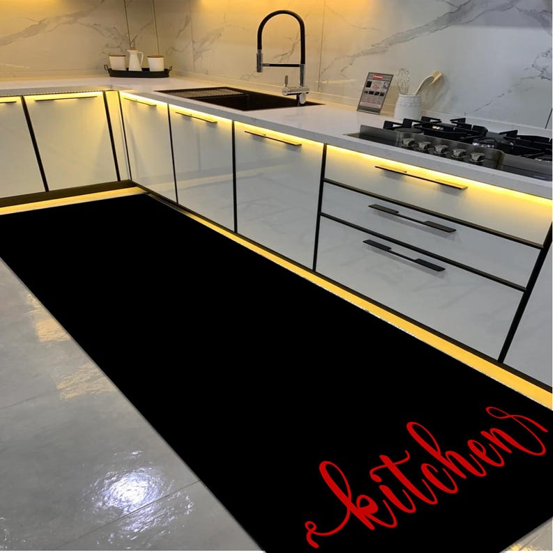 Dark Kitchen Rug Kitchen Rug, Elegant Non-slip Washable Art Rug - Etsy