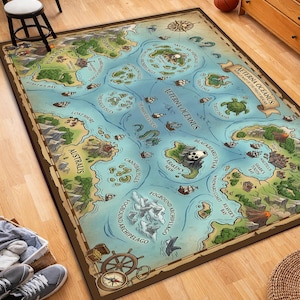 Weltkarte Spielmatte für Kinderzimmer, Spielmatte mit Piratenkarte