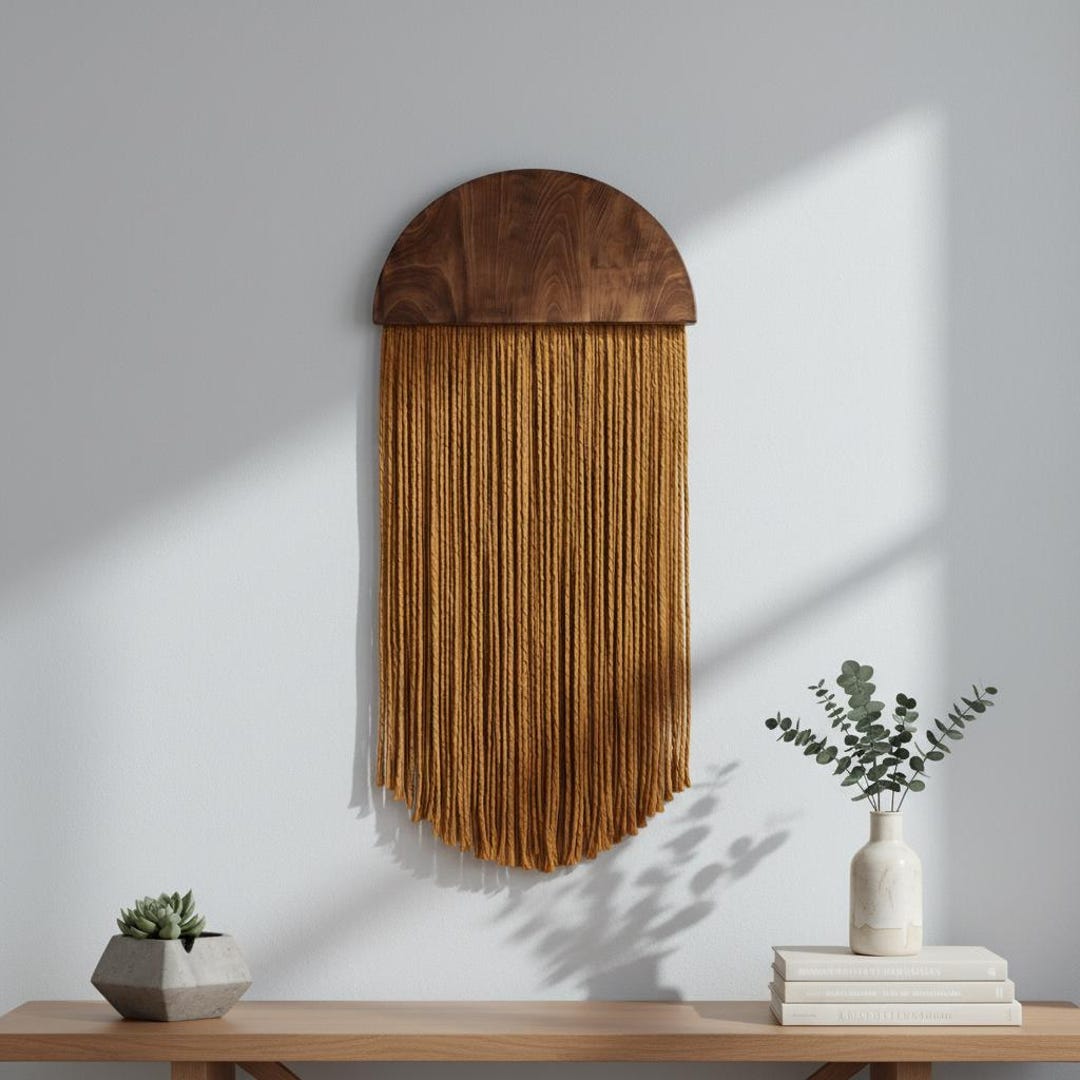 Large Boho Macrame Wall Hanging, Wood Arch, Neutral Fiber Art Tapestry ...