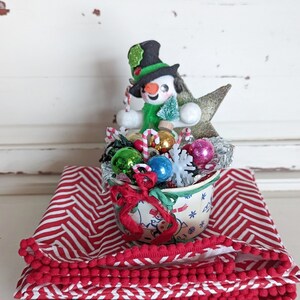 Repurposed Ice Cream Cup Snowman Christmas Decoration image 1