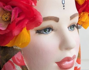 Hand-Painted Female Bust Figurine | One-of-a-Kind Art