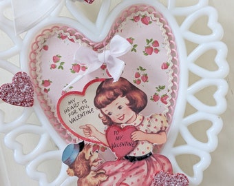 Vintage Altered Valentine's Day Heart Wall Hanging