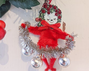 Handmade Chenille Stem Christmas Ornaments | Jolly Snow Couple