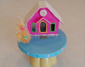 Easter Putz House Vignette | Handmade Easter Decorations | Spring Putz Houses