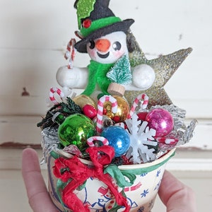 Repurposed Ice Cream Cup Snowman Christmas Decoration image 2