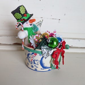 Repurposed Ice Cream Cup Snowman Christmas Decoration image 4