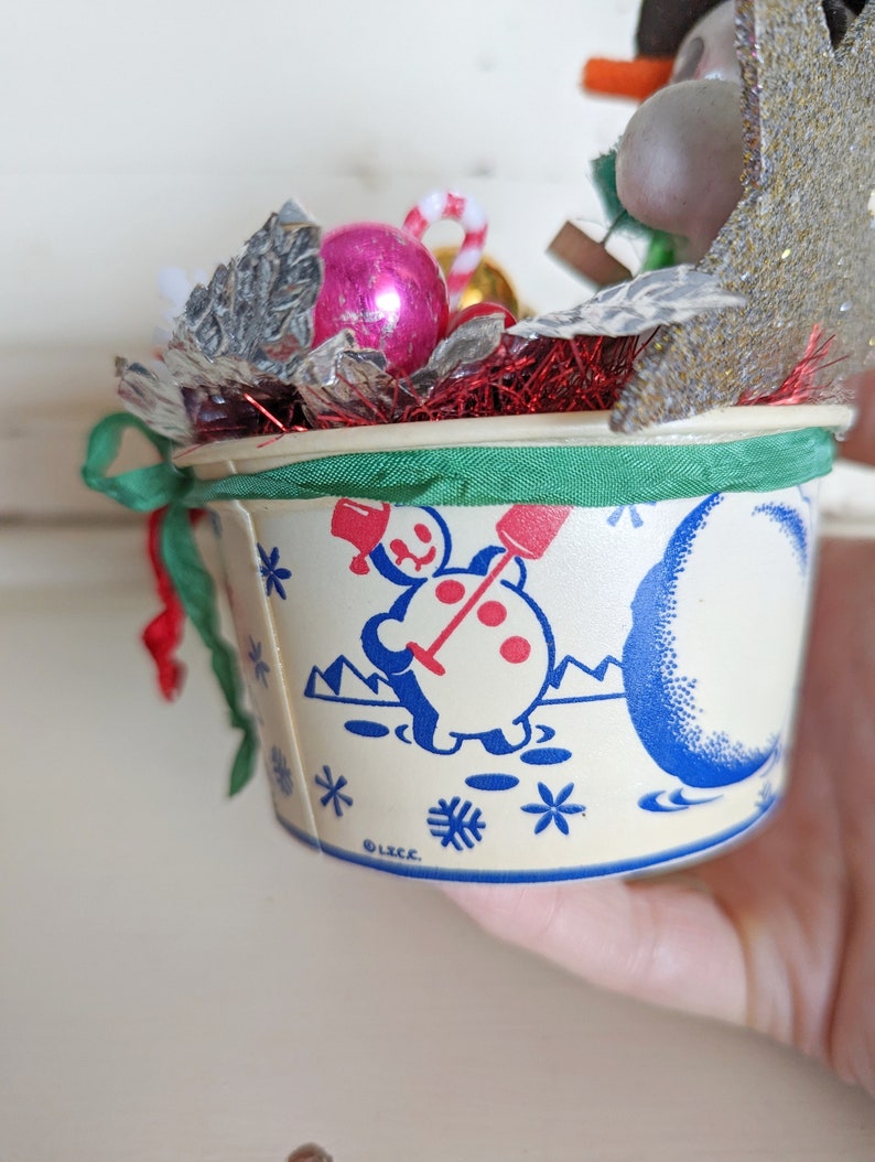 Repurposed Ice Cream Cup Snowman Christmas Decoration image 7