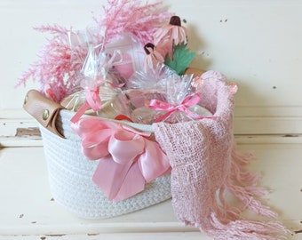 Hand-Picked Valentine's Day Thrift Basket For Women | Gift Basket Includes Some Vintage, Some New, and Some Handmade Items