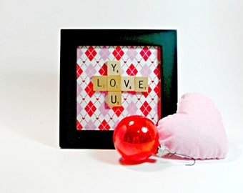 Framed Scrabble Tile Valentine Wall Hanging