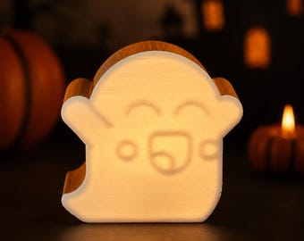 STL and 3MF 3D print file - Halloween Ghost Tealight Holder - LED Tealight Decoration - Spooky Ghost Halloween Decoration - Digital Download