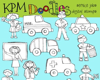 KPM Community Service Digital  black line stamps