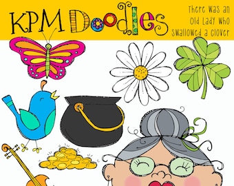 KPM Old lady who swallowed a Clover Digital Clipart