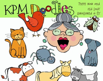 KPM Old lady who swallowed a Fly Digital Clipart