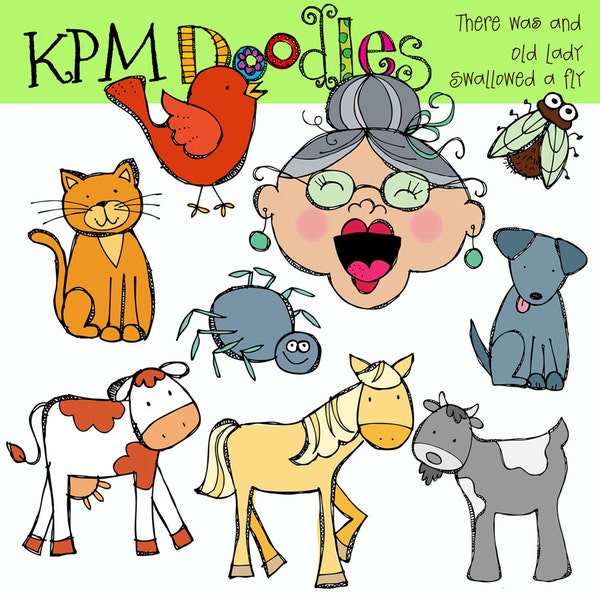 KPM Old lady who swallowed a Fly Digital Clipart