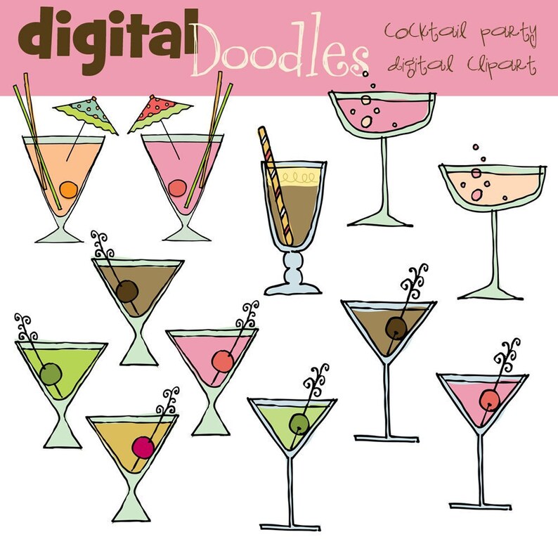 KPM Cocktail party digital clipart image 1