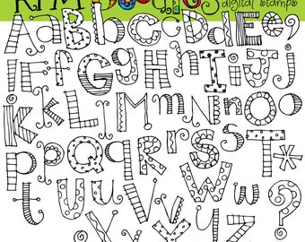 KPM Alphabet soup digital black line clip art