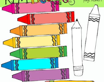KPM Crayons and Pencil page headers digital clipart